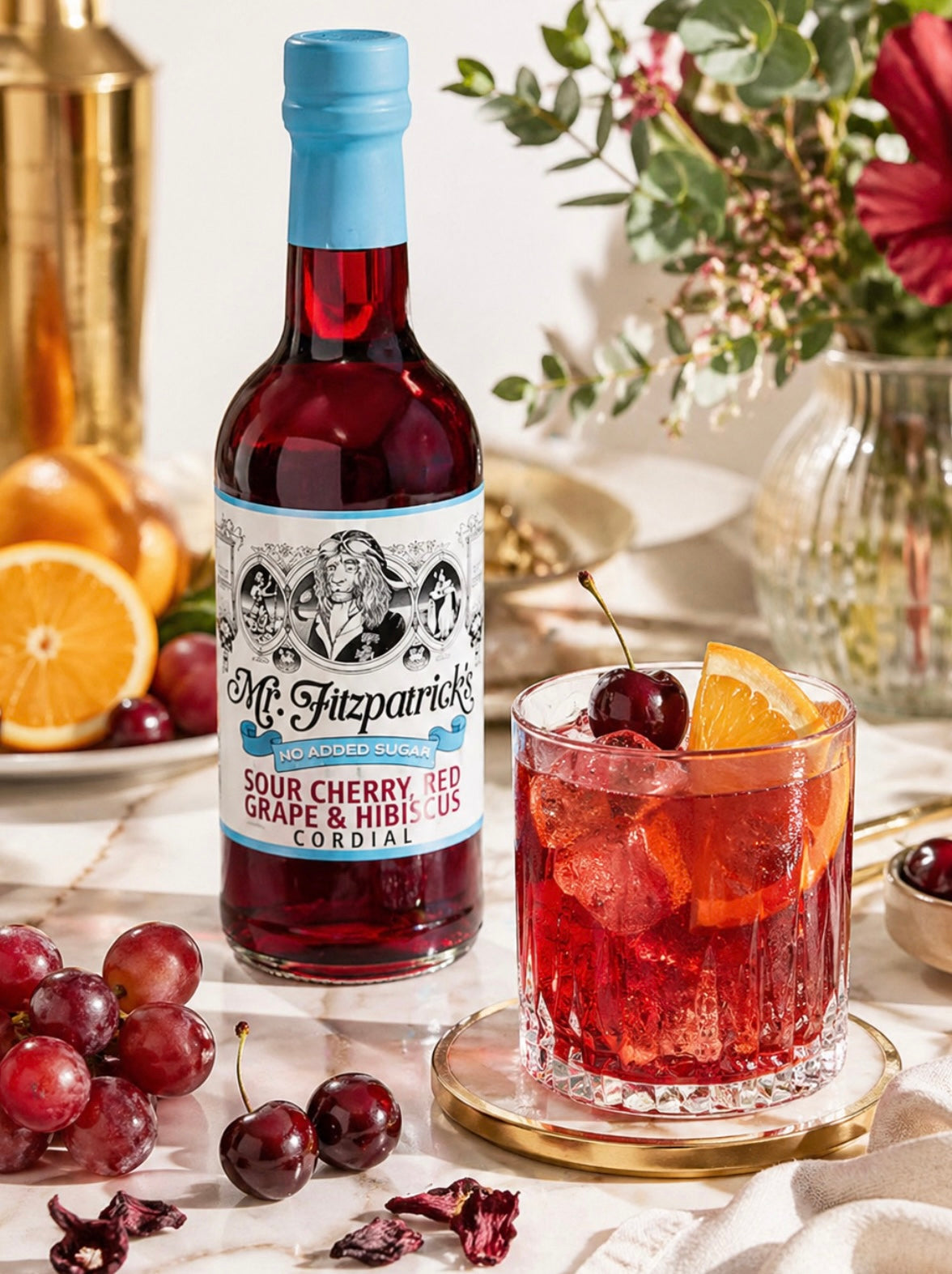 Mr Fitz Sour Cherry, Red Grape & Hibiscus No Added Sugar Cordial