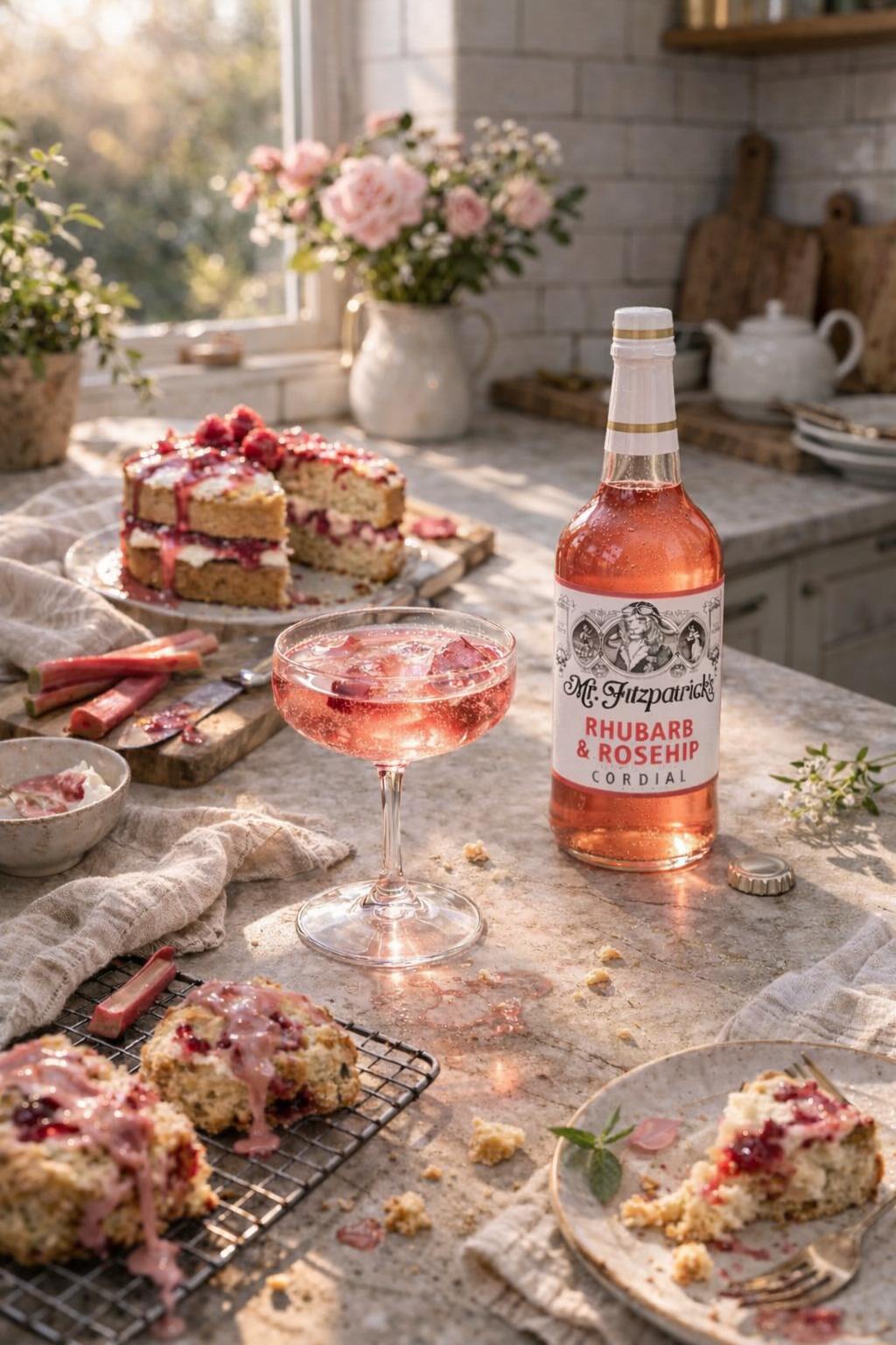 Mr Fitz Rhubarb & Rosehip Cordial